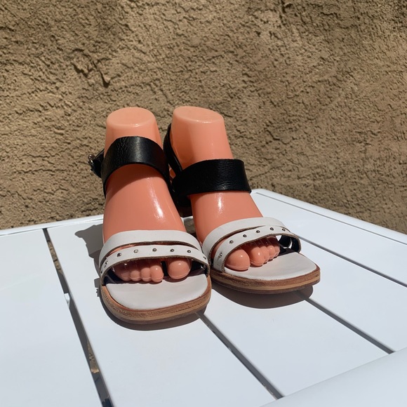 Justa Osadia designer sandals black and white leather size 40 - Picture 3 of 16